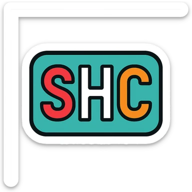 letters SHC in a simple font, S in red, H in white, C in orange sticker