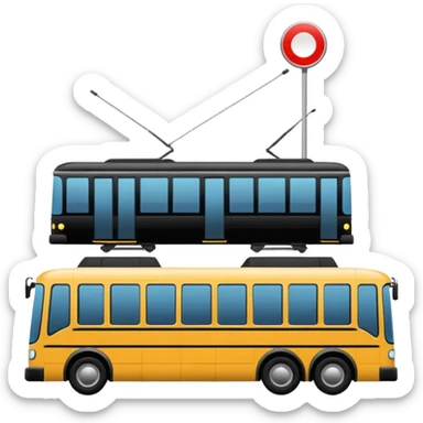 bus tram and geolocation sticker
