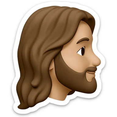 Create a side profile view of the Jesus head emoji style with a gentle smile. Maintain the emoji style characteristics and colors consistent with the original image. sticker