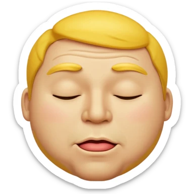 A male emoji with big fat lips with it’s eyes closed not smiling with its mouth closed and it’s yellow sticker