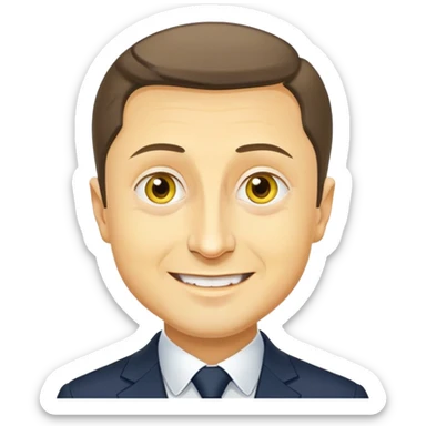 vladimir zelensky yellow face cartoon features cheerful expression sticker