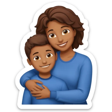 Mom and son hugging brownskin sticker