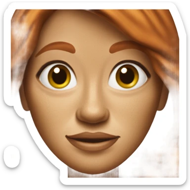 51 year old thin woman with natural red hair and freckles wearing a green top  sticker