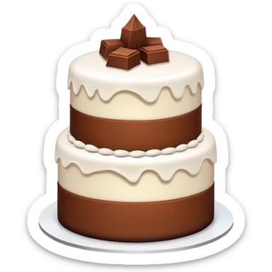 White cake with brown chocolate sticker