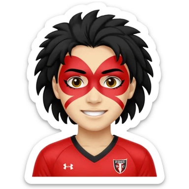 A black hair teen supporter with bold full-face paint, smiling with fierce team spirit. blonde hair sticker