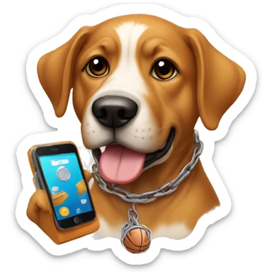 Raper dog , chain , phones , basketball  sticker