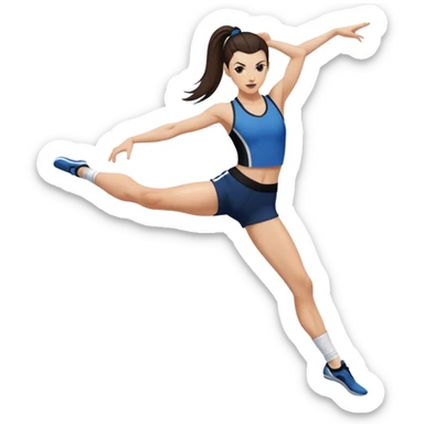 Melanie chisholm with a dark brown high ponytail wearing athletic attire doing a high kick sticker