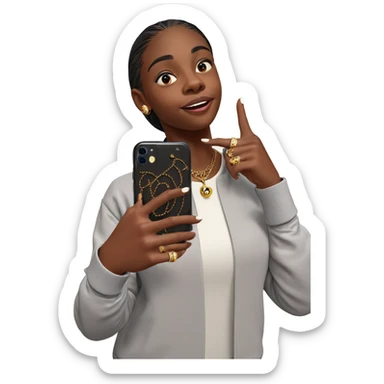 selfie with jewelry and phone sticker