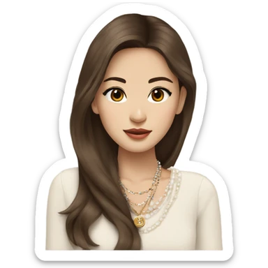 Realistic brown hair blue eyes Chanel Asian Girl with Birkin bag and Chanel necklace sticker