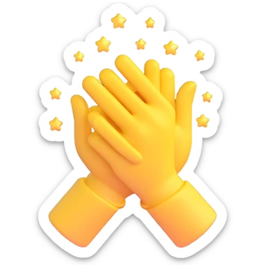 two hands shaking with sparkles, 3D emoji style sticker