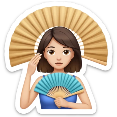 mulher com muito calor se abanando com leque sticker