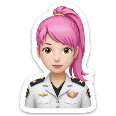 Commander Bloom – pink ponytail pilot in white uniform sticker