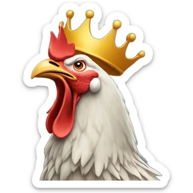 howling rooster with a crown on its head sticker