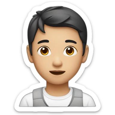 a Asian boy using foundation  sticker