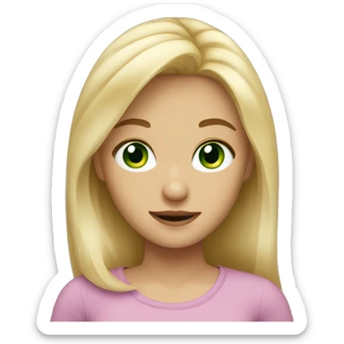 A girl with blond hair, green eyes and some freackles sticker
