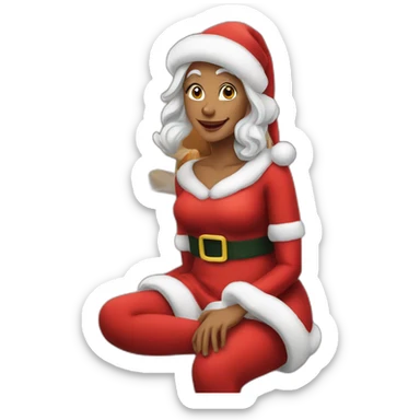 mrs santa claus sitting on bed sticker