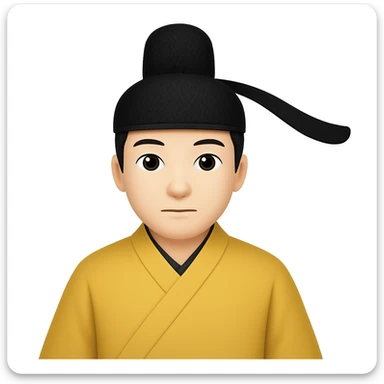 Make the emperor's robe one solid color and ensure he is wearing a kanmuri hat in emoji style sticker