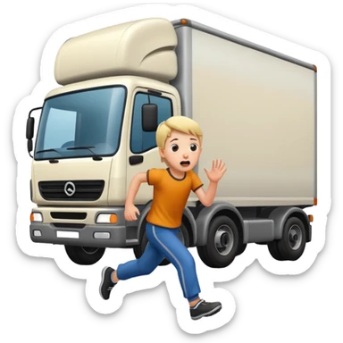 children running away from lorry sticker