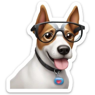 A dog with futuristic glasses and saying I love you Katherine sticker