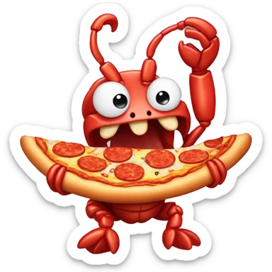 Cute Lobster eating pizza sticker