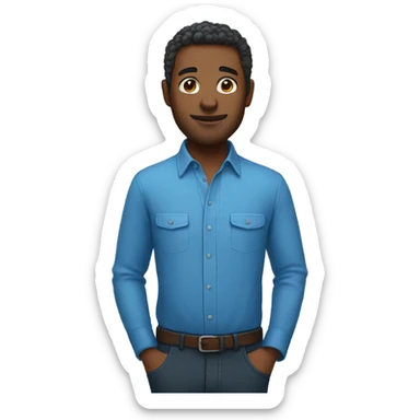 blue shirt solo portrait sticker