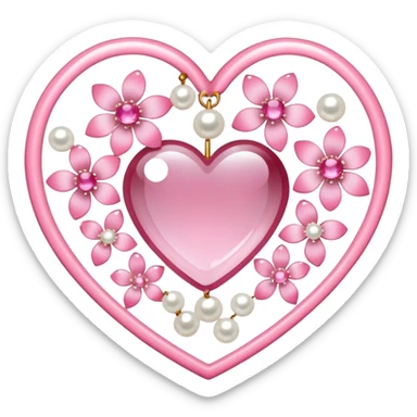 Sakura flower heart Cœur pastel suncatchers gemstones beadspearls crystals  sticker