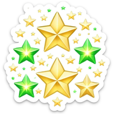 stars with golden and green colours sticker
