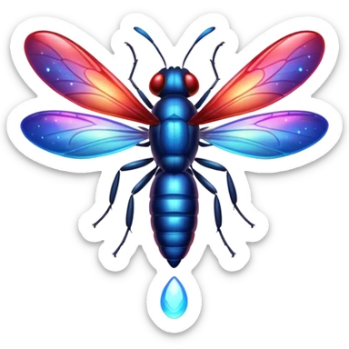 glitter red and blue firefly sticker