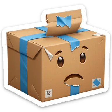 Generate a realistic emoji of a package being damaged. The emoji is simple and has no face sticker
