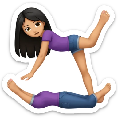 a foot placed on a girl's hair as if the foot were crushing her head sticker