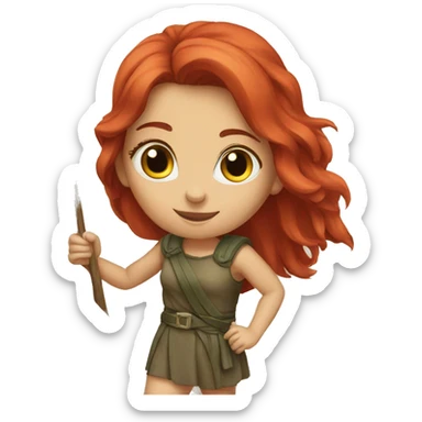 a red hair female on mountain summit greek flag sticker