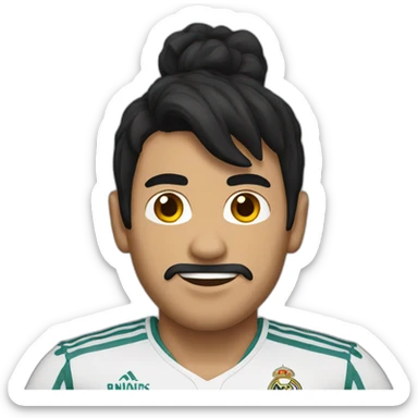 A man with black hair and wearing a Real Madrid shirt sticker