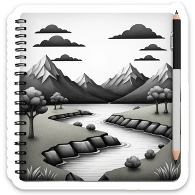 a pencil drawing in a notebook  sticker