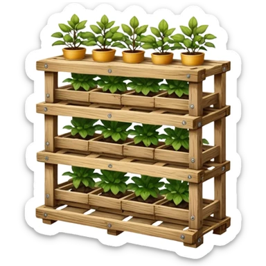 Deep Plant rack made from the wood of old oak pallets  sticker