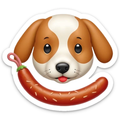 Un perro con una salchicha en forma de corazón  sticker