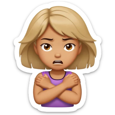 girl crossing her arms choking herself angry sticker