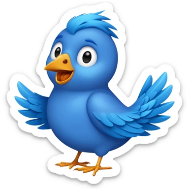 A blue Twitter bird happily singing Beautiful music sticker