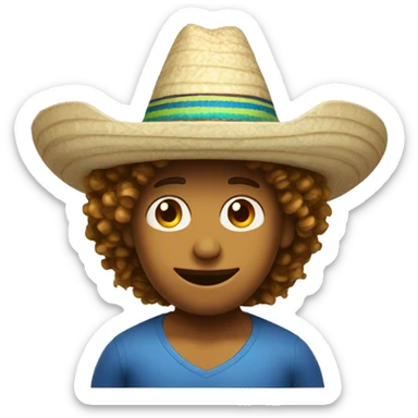 curly har surfer with a sombrero  sticker