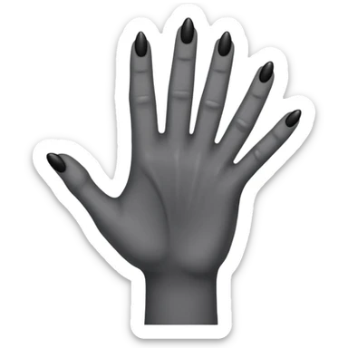 front of a grey colored arm and 5 fingered hand reaching out with black nails sticker