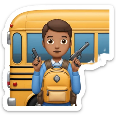 Person with gun on school bus sticker