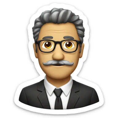 professor con barba canosa y gafas pasta grandes i negras sticker
