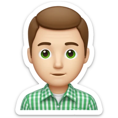 green white gingham shirted man sticker