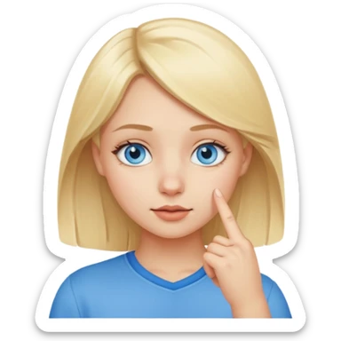 put a finger on the nose but In a cute way, bye a blond girl with blue yes  sticker
