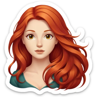 beautiful woman with long flowing red hair sticker