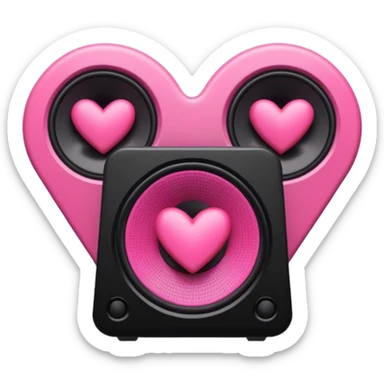 a studio speaker blaring pink electric and tiny tiny pink and black veiny hearts sticker