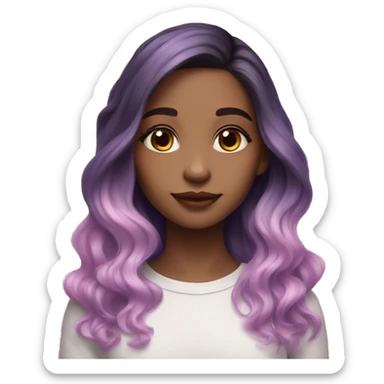 Girl w medium to fair skin with mid length lavender to pink ombre hair with brown eyes sticker