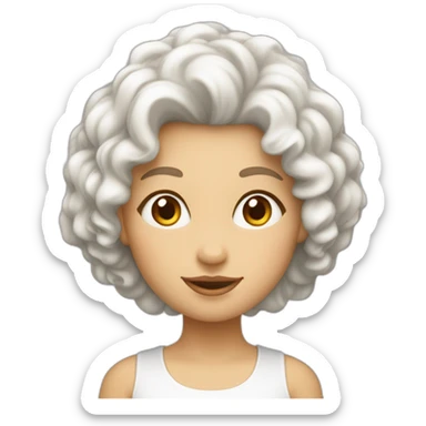 fille blanche cheveux bouclés brun sans lunettes  sticker