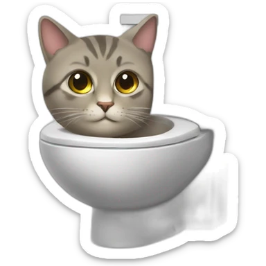Un chat au toilette sticker