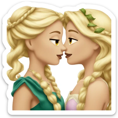 2 women princesses couple blonde kiss sticker