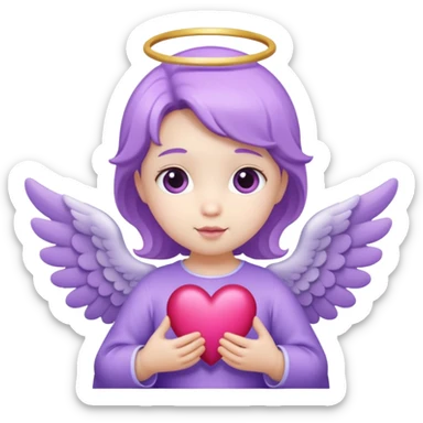 love cupid purple cute no human, an angel with heart, a withe angel like a baby sticker